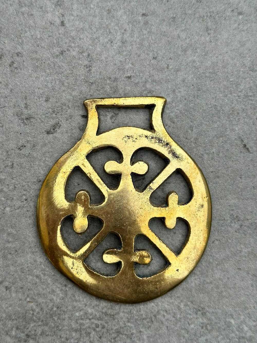 Vintage Solid Brass Horse Medallion / Heavy Draft Harness Amulet 1880–1920| Eque